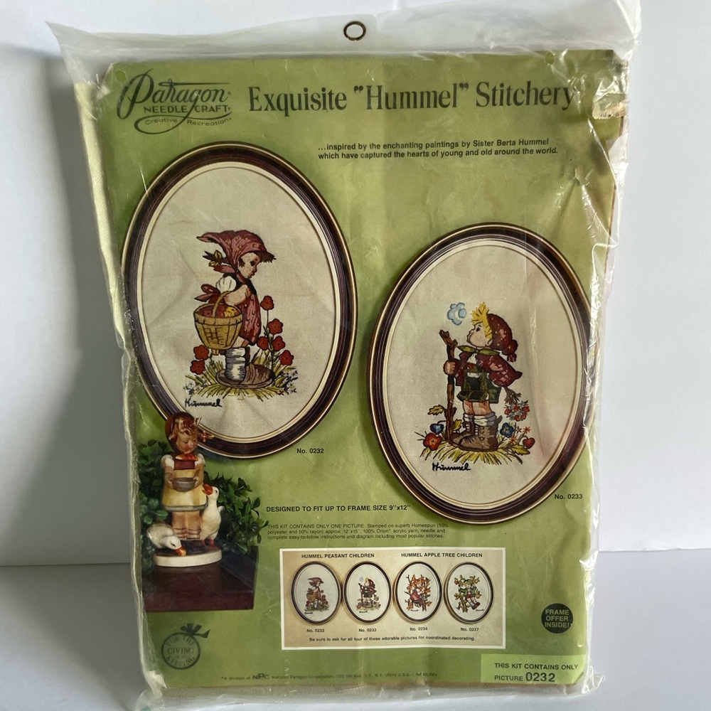 VTG 1975 Paragon Peasant Children Girl Needlecraft Hummel Stitchery Kit #0232